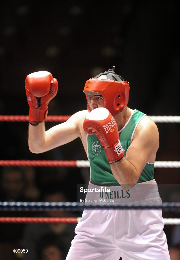 12 March 2010; Disha Gezim, Ireland, in action against Simone Fiori, Italy, during their 81kg bout. Elite International, National Stadium, Dublin. Picture credit: Stephen McCarthy / SPORTSFILE