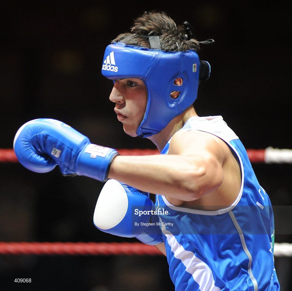 12 March 2010; Simone Fiori, Italy, in action against Disha Gezim, Ireland, during their 81kg bout. Elite International, National Stadium, Dublin. Picture credit: Stephen McCarthy / SPORTSFILE