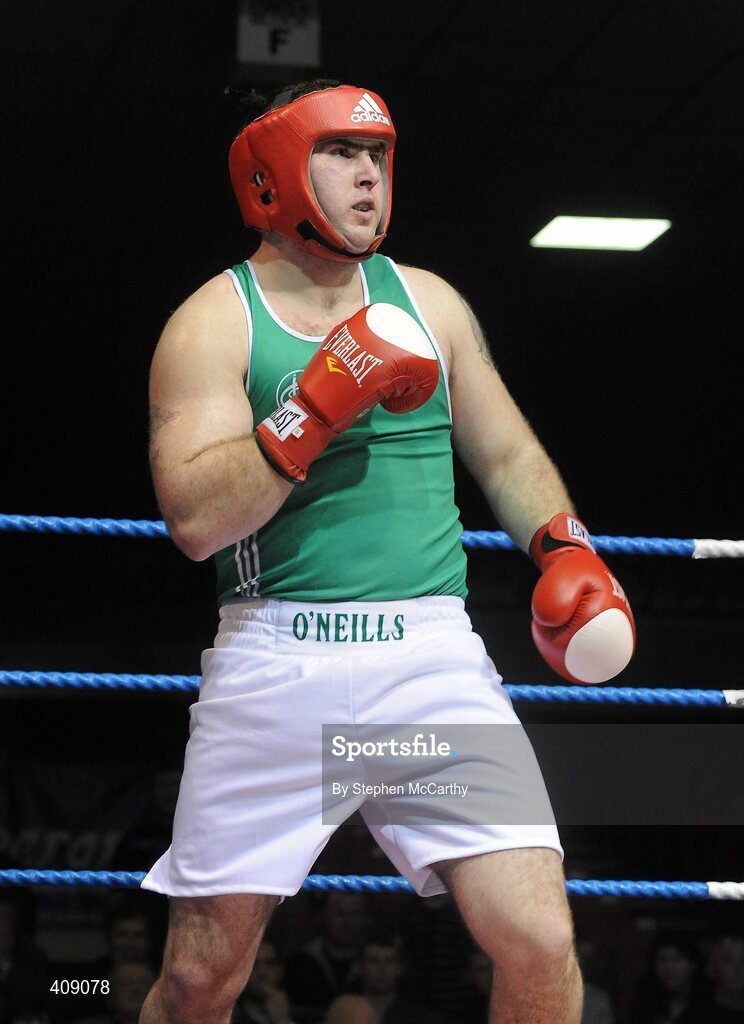 12 March 2010; David Joyce, Ireland, in action against Roberto Cammerelle, Italy, during their 91+kg bout. Elite International, National Stadium, Dublin. Picture credit: Stephen McCarthy / SPORTSFILE