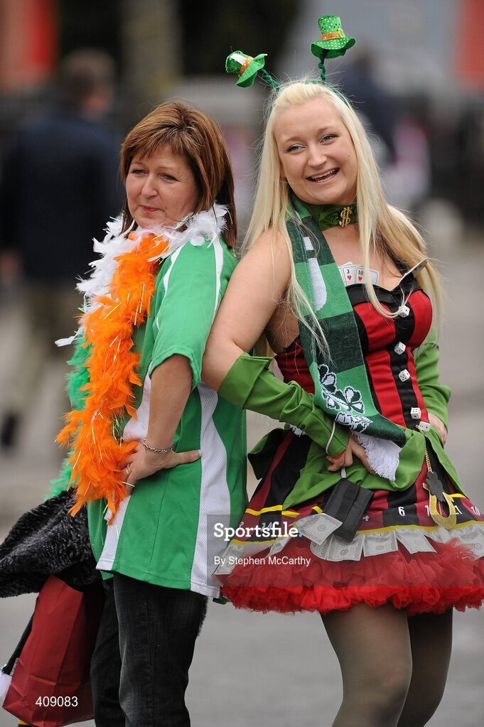 13 March 2010; Ireland supporters pose for a picture ahead of the game. RBS Six Nations Rugby Championship, Ireland v Wales, Croke Park, Dublin. Picture credit: Stephen McCarthy / SPORTSFILE