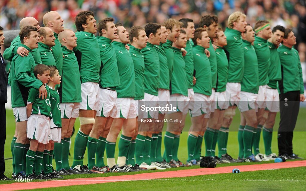 13 March 2010; Ireland captain Brian O'Driscoll, earning his 100th cap, during the national anthem. RBS Six Nations Rugby Championship, Ireland v Wales, Croke Park, Dublin. Picture credit: Stephen McCarthy / SPORTSFILE