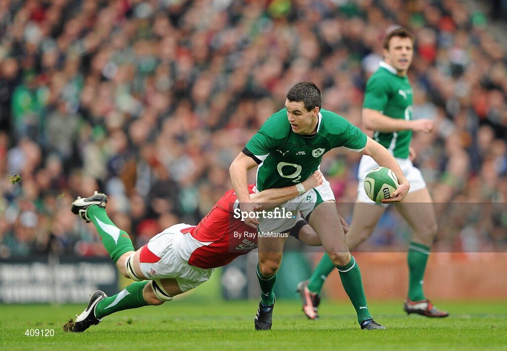 13 March 2010; Jonathan Sexton, Ireland, is tackled by Martyn Williams, Wales. RBS Six Nations Rugby Championship, Ireland v Wales, Croke Park, Dublin. Picture credit: Ray McManus / SPORTSFILE