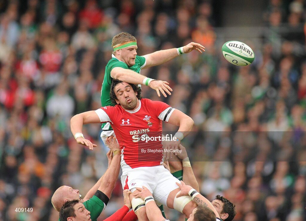 13 March 2010; Jamie Heaslip, Ireland, in action against Adam Jones, Wales. RBS Six Nations Rugby Championship, Ireland v Wales, Croke Park, Dublin. Picture credit: Stephen McCarthy / SPORTSFILE
