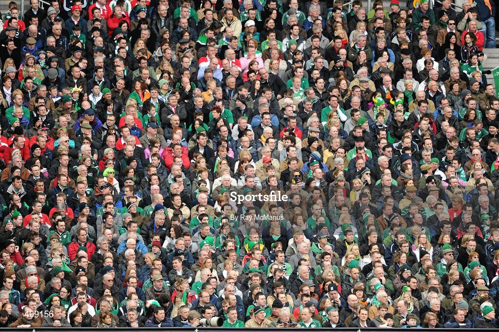 13 March 2010; Supporters in the Davin Stand watch the game. RBS Six Nations Rugby Championship, Ireland v Wales, Croke Park, Dublin. Picture credit: Ray McManus / SPORTSFILE