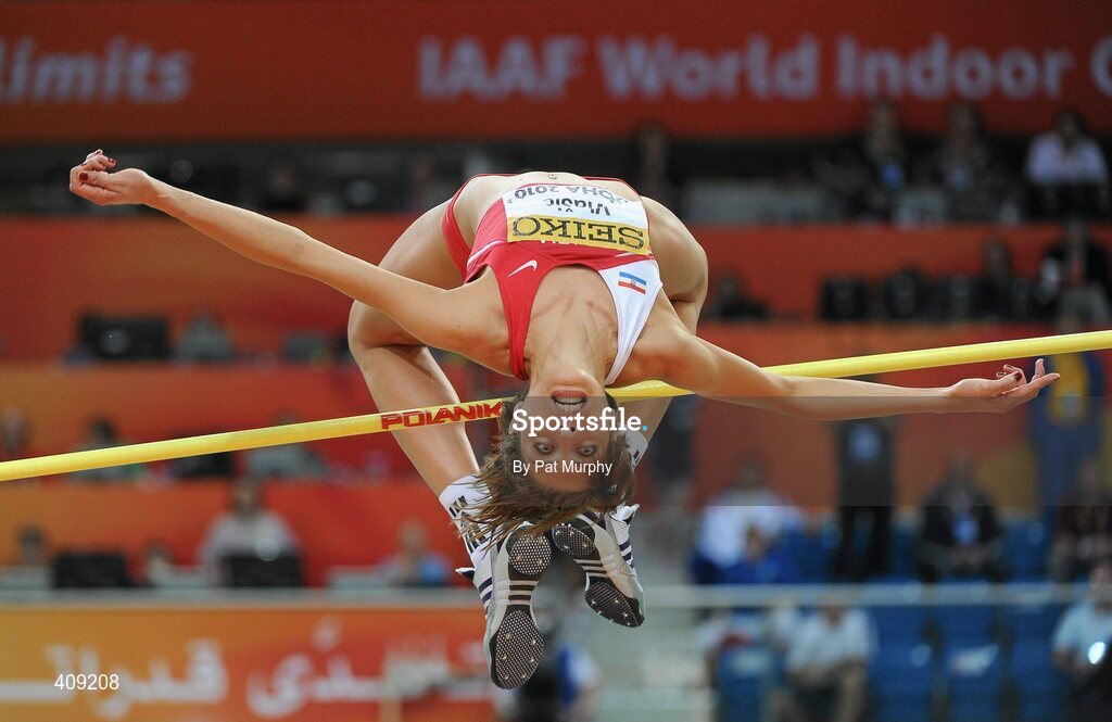 13 March 2010; Croatia's Blanka Vlasic on her way to winning the Women's High Jump final at the 13th IAAF World Indoor Athletics Championships, Doha, Qatar. Picture credit: Pat Murphy / SPORTSFILE