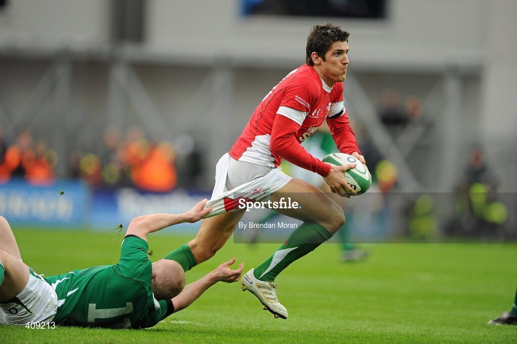 13 March 2010; Keith Earls, Ireland, holds on to the shorts of James Hook, Wales. RBS Six Nations Rugby Championship, Ireland v Wales, Croke Park, Dublin. Picture credit: Brendan Moran / SPORTSFILE