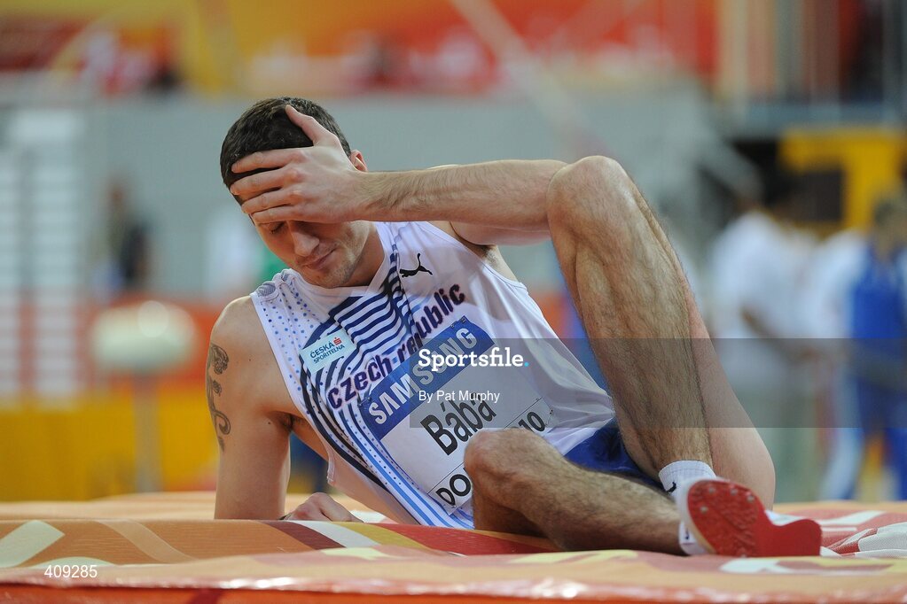 12 March 2010; Jaroslav Baba, Czech Republic, reacts after failing to clear to the bar during the Men's High Jump heats at the 13th IAAF World Indoor Athletics Championships, Doha, Qatar. Picture credit: Pat Murphy / SPORTSFILE