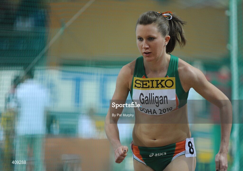 12 March 2010; Ireland's Roseanne Galligan on her way to finishing in 7th place in the Women's 1500m Heats at the 13th IAAF World Indoor Athletics Championships, Doha, Qatar. Picture credit: Pat Murphy / SPORTSFILE