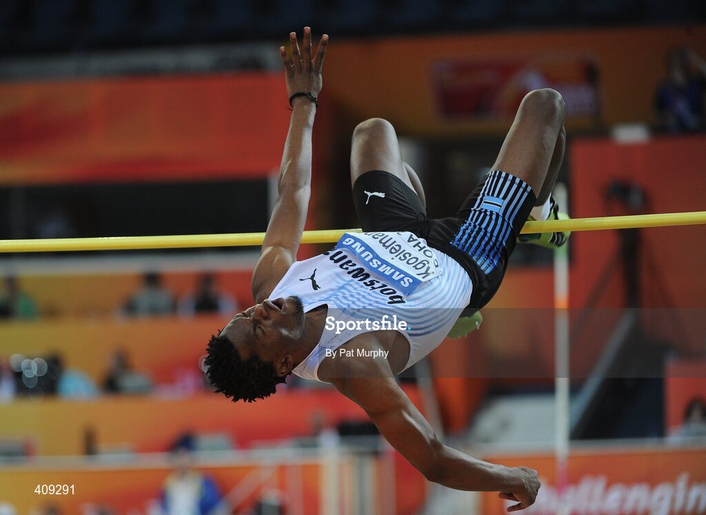 12 March 2010; Kabelo Kgosiemang, Botswana, in action during the Men's High Jump heats at the 13th IAAF World Indoor Athletics Championships, Doha, Qatar. Picture credit: Pat Murphy / SPORTSFILE