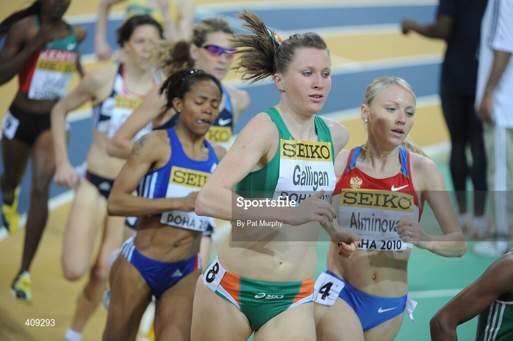 12 March 2010; Ireland's Roseanne Galligan on her way to finishing in 7th place in the Women's 1500m Heats at the 13th IAAF World Indoor Athletics Championships, Doha, Qatar. Picture credit: Pat Murphy / SPORTSFILE
