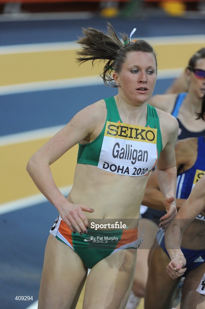 12 March 2010; Ireland's Roseanne Galligan on her way to finishing in 7th place in the Women's 1500m Heats at the 13th IAAF World Indoor Athletics Championships, Doha, Qatar. Picture credit: Pat Murphy / SPORTSFILE