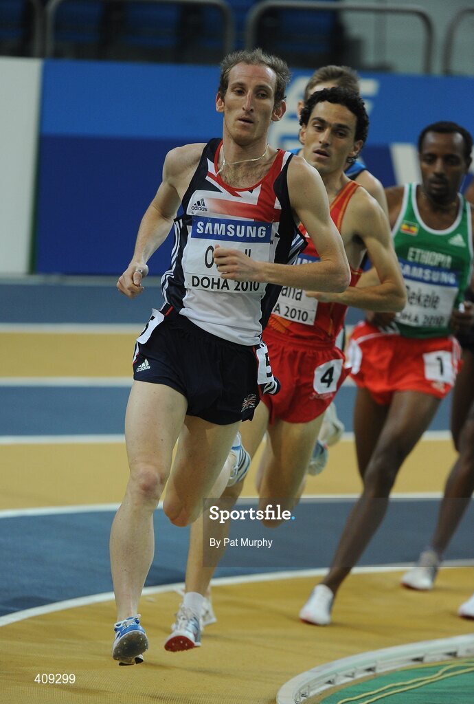 12 March 2010; Scott Overall, Great Britain, in action during the Men's 3000m heats at the 13th IAAF World Indoor Athletics Championships, Doha, Qatar. Picture credit: Pat Murphy / SPORTSFILE