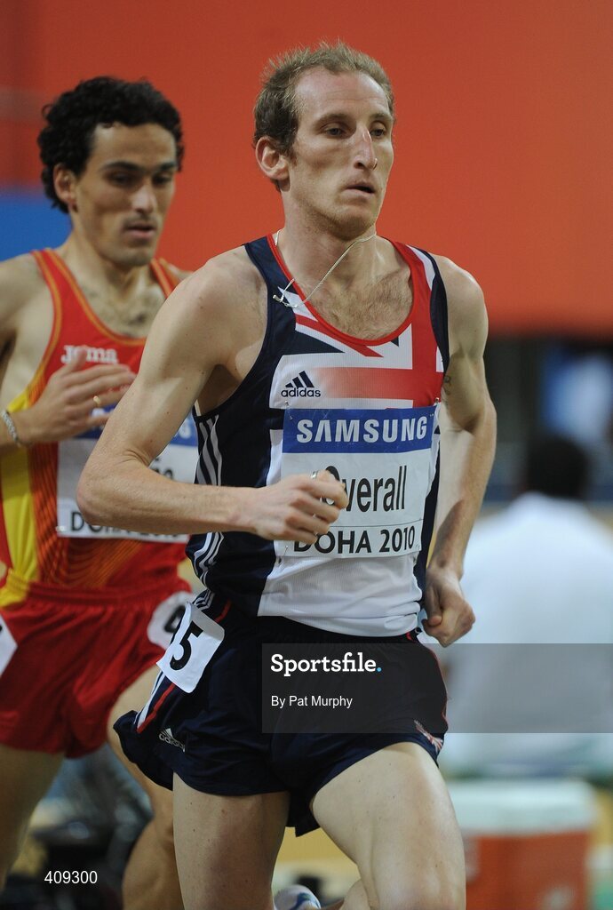 12 March 2010; Scott Overall, Great Britain, in action during the Men's 3000m heats at the 13th IAAF World Indoor Athletics Championships, Doha, Qatar. Picture credit: Pat Murphy / SPORTSFILE