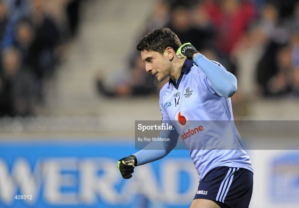 13 March 2010; Bernard Brogan, Dublin, celebrates after scoring the first goal of the game. Allianz GAA Football National League, Division 1, Round 4, Dublin v Monaghan, Parnell Park, Dublin. Picture credit: Ray McManus / SPORTSFILE