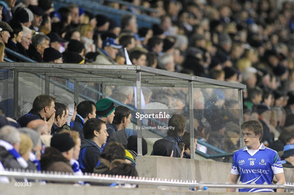 13 March 2010; Dessie Mone, Monaghan, makes his way to the stand after being sent off by referee Maurice Deegan. Allianz GAA Football National League, Division 1, Round 4, Dublin v Monaghan, Parnell Park, Dublin. Picture credit: Stephen McCarthy / SPORTSFILE