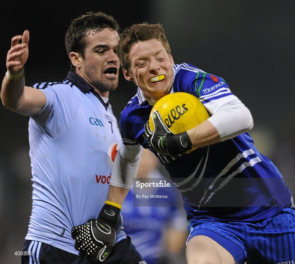 13 March 2010; Conor McManus, Monaghan, in action against Ger Brennan, Dublin. Allianz GAA Football National League, Division 1, Round 4, Dublin v Monaghan, Parnell Park, Dublin. Picture credit: Ray McManus / SPORTSFILE