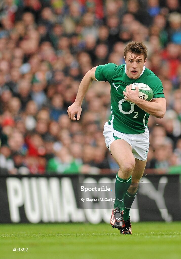 13 March 2010; Tommy Bowe, Ireland. RBS Six Nations Rugby Championship, Ireland v Wales, Croke Park, Dublin. Picture credit: Stephen McCarthy / SPORTSFILE