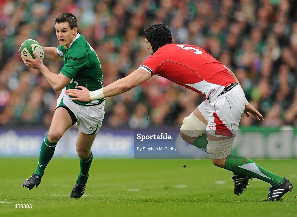 13 March 2010; Jonathan Sexton, Ireland, in action against Luke Charteris, Wales. RBS Six Nations Rugby Championship, Ireland v Wales, Croke Park, Dublin. Picture credit: Stephen McCarthy / SPORTSFILE