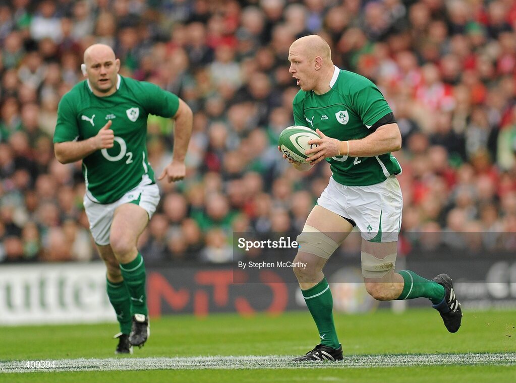 13 March 2010; Paul O'Connell, Ireland, supported by John Hayes. RBS Six Nations Rugby Championship, Ireland v Wales, Croke Park, Dublin. Picture credit: Stephen McCarthy / SPORTSFILE