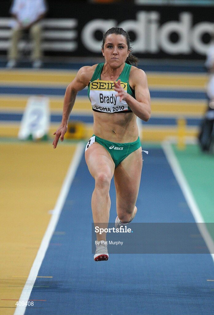 14 March 2010; Ireland's Claire Brady on her way to finishing in 6th place in the Women's 60m semi-final at the 13th IAAF World Indoor Athletics Championships, Doha, Qatar. Picture credit: Pat Murphy / SPORTSFILE