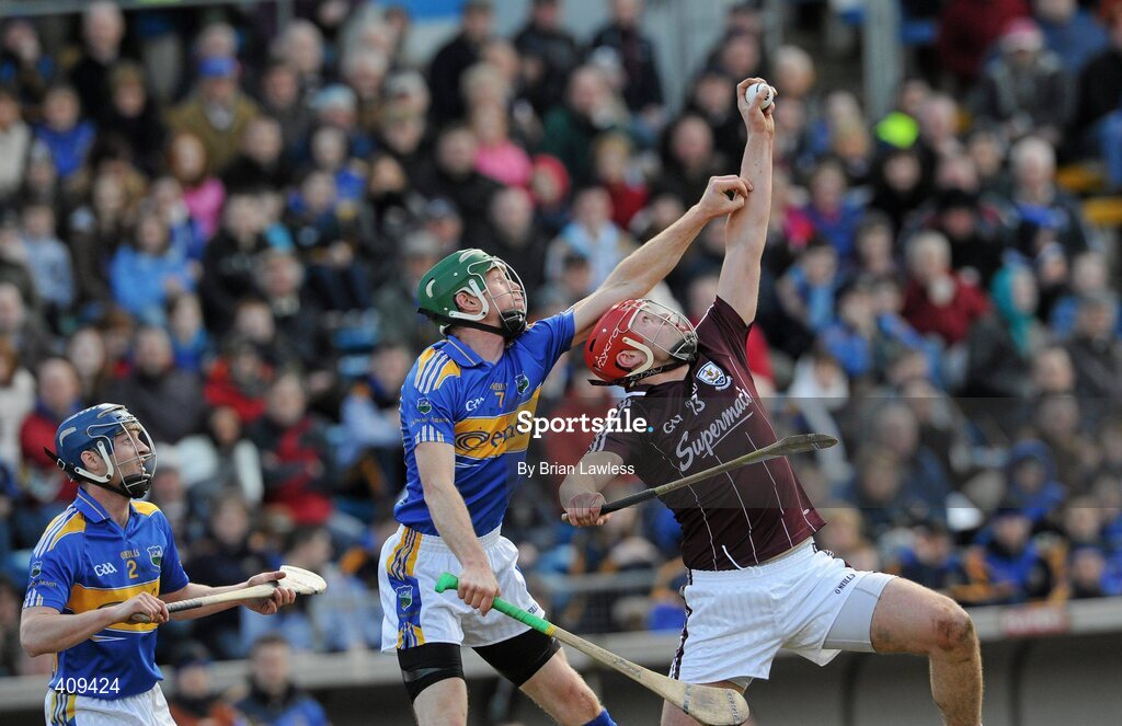 14 March 2010; Iarla Tannian, Galway, in action against Shane Maher and Paddy Stapleton, left, Tipperary. Allianz GAA Hurling National League, Division 1, Round 3, Tipperary v Galway, Semple Stadium, Thurles, Co. Tipperary. Picture credit: Brian Lawless / SPORTSFILE