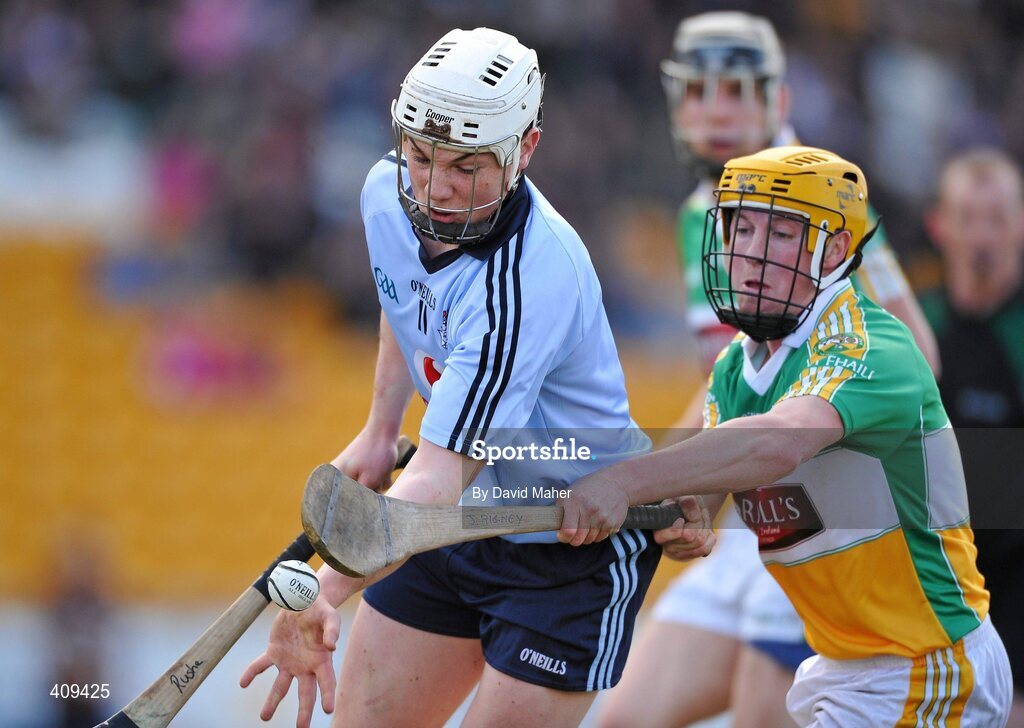 14 March 2010; Liam Rushe, Dublin, in action against James Rigney, Offaly. Allianz GAA Hurling National League, Division 1, Round 3, Offaly v Dublin, O'Connor Park, Tullamore, Co. Offaly. Picture credit: David Maher / SPORTSFILE