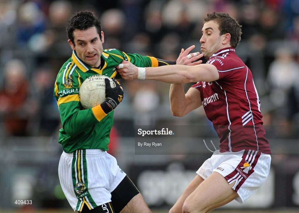 14 March 2010; Tom O'Sullivan, Kerry, in action against Nicky Joyce, Galway. Allianz GAA Football National League, Division 1, Round 4, Galway v Kerry, Pearse Stadium, Galway. Picture credit: Ray Ryan / SPORTSFILE