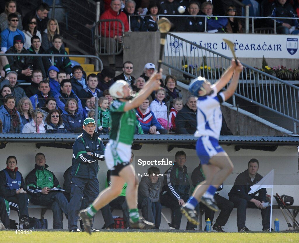 14 March 2010; Limerick manager Justin McCarthy watches Brian O'Sullivan, Limerick and Jamie Nagle, Waterford in action. Allianz GAA Hurling National League, Division 1, Round 3, Waterford v Limerick, Fraher Field, Dungarvan, Co. Waterford. Picture credit: Matt Browne / SPORTSFILE