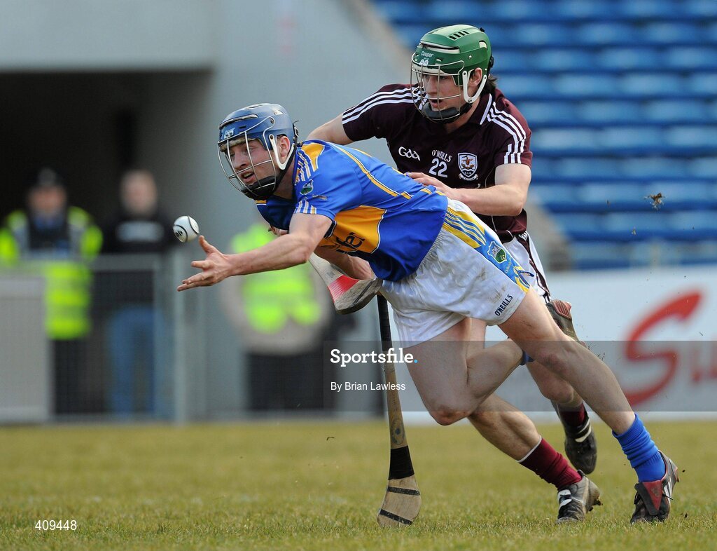 14 March 2010; Paddy Stapleton, Tipperary, in action against David Burke, Galway. Allianz GAA Hurling National League, Division 1, Round 3, Tipperary v Galway, Semple Stadium, Thurles, Co. Tipperary. Picture credit: Brian Lawless / SPORTSFILE