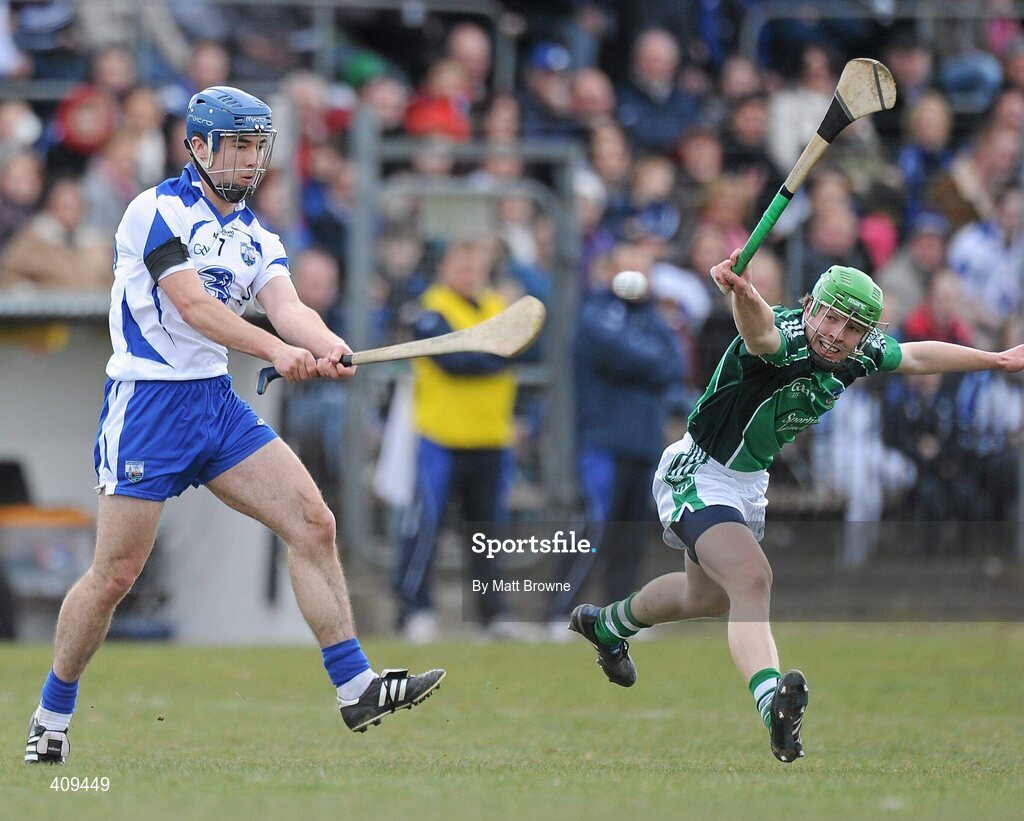14 March 2010; Jamie Nagle, Waterford, in action against Philip Browne, Limerick. Allianz GAA Hurling National League, Division 1, Round 3, Waterford v Limerick, Fraher Field, Dungarvan, Co. Waterford. Picture credit: Matt Browne / SPORTSFILE