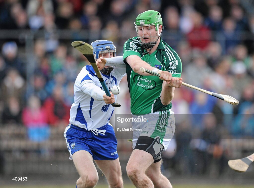 14 March 2010; Paudie McNamara, Limerick, in action against Mark O'Brien, Waterford. Allianz GAA Hurling National League, Division 1, Round 3, Waterford v Limerick, Fraher Field, Dungarvan, Co. Waterford. Picture credit: Matt Browne / SPORTSFILE