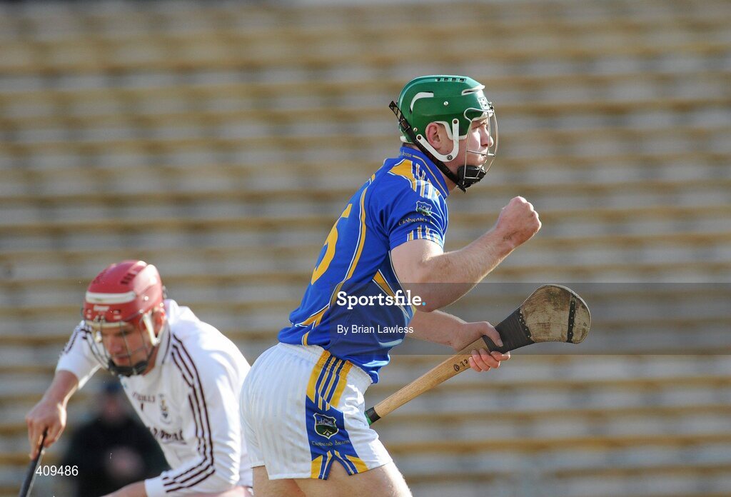 14 March 2010; Noel McGrath, Tipperary, celebrates scoring his side's second goal as Galway goalkeeper James Skehill gets to his feet. Allianz GAA Hurling National League, Division 1, Round 3, Tipperary v Galway, Semple Stadium, Thurles, Co. Tipperary. Picture credit: Brian Lawless / SPORTSFILE