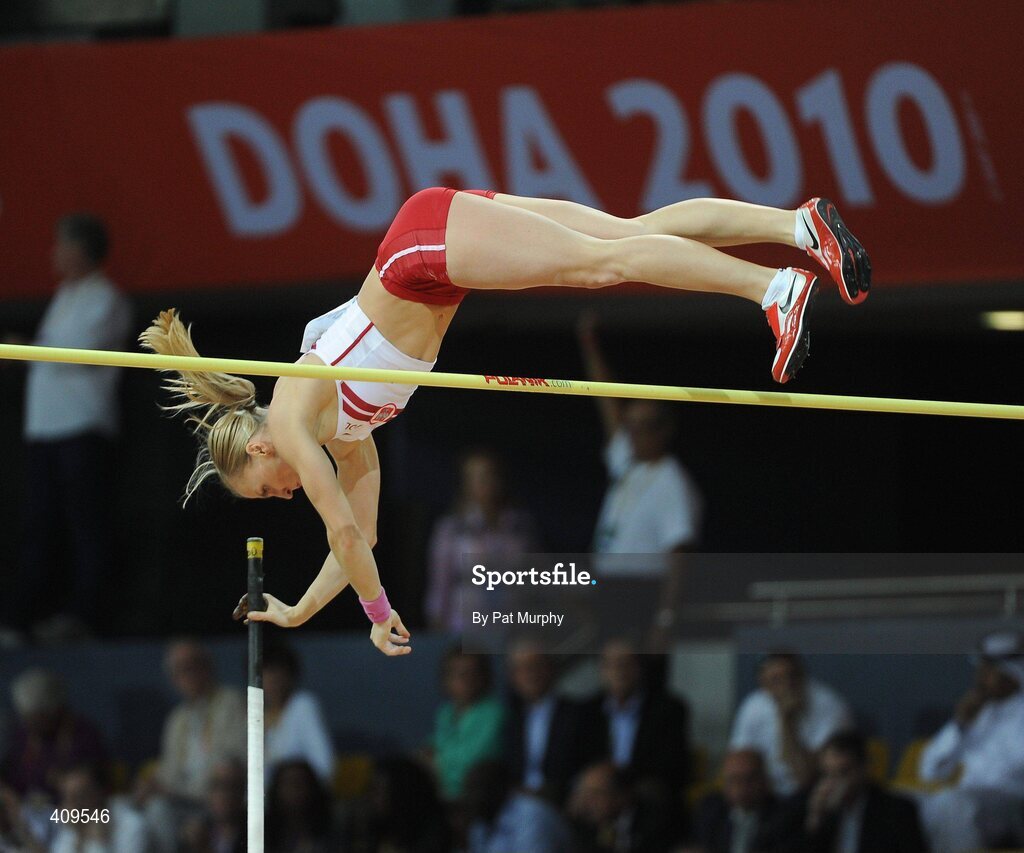 14 March 2010; Anna Rogowska, Poland, on her way to 3rd place in the Women's Pole Vault final at the 13th IAAF World Indoor Athletics Championships, Doha, Qatar. Picture credit: Pat Murphy / SPORTSFILE