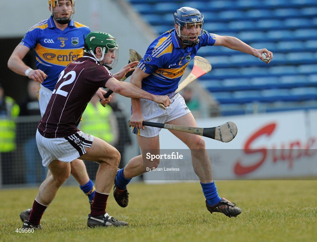 14 March 2010; Paddy Stapleton, Tipperary, in action against David Burke, Galway. Allianz GAA Hurling National League, Division 1, Round 3, Tipperary v Galway, Semple Stadium, Thurles, Co. Tipperary. Picture credit: Brian Lawless / SPORTSFILE