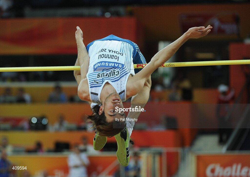14 March 2010; Kyriakos Ioannou, Cyprus, on his way to 4th place in the Men's High Jump final at the 13th IAAF World Indoor Athletics Championships, Doha, Qatar. Picture credit: Pat Murphy / SPORTSFILE