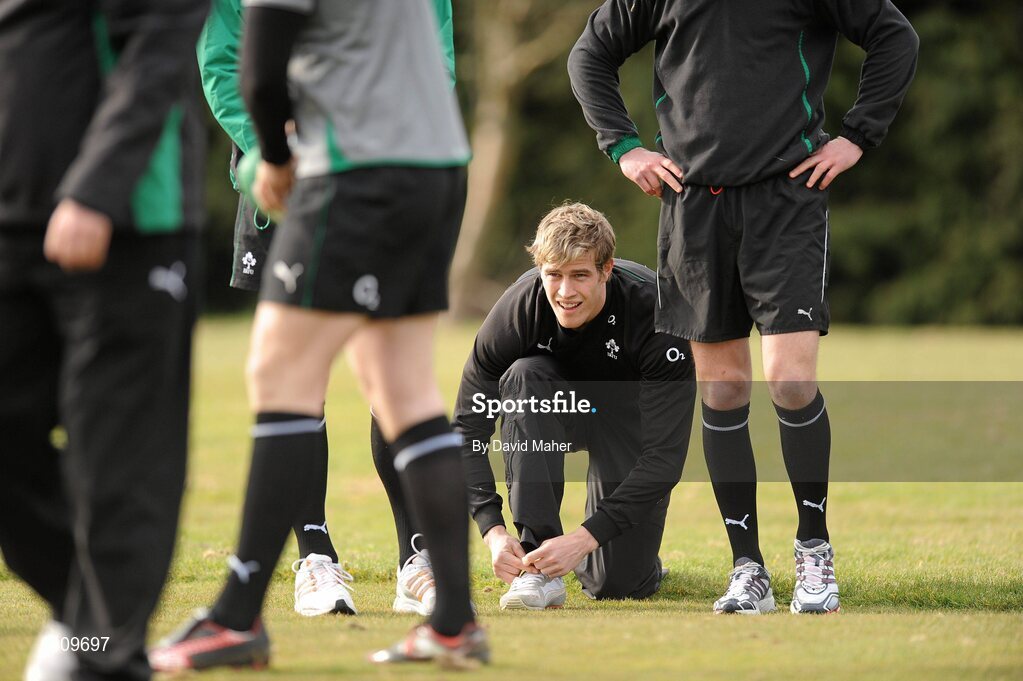 15 March 2010; Ireland's Andrew Trimble during rugby squad training ahead of their RBS Six Nations Rugby Championship match against Scotland on Saturday. Killiney Golf Course, Killiney, Co. Dublin. Picture credit; David Maher / SPORTSFILE