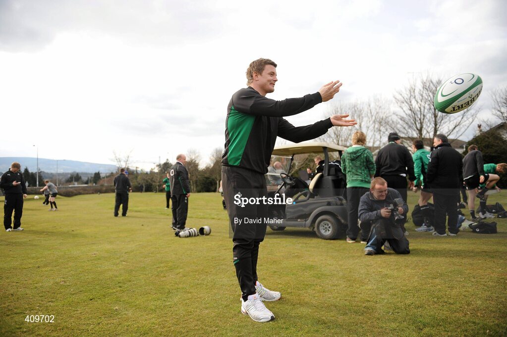 15 March 2010; Ireland captain Brian O'Driscoll during rugby squad training ahead of their RBS Six Nations Rugby Championship match against Scotland on Saturday. Killiney Golf Course, Killiney, Co. Dublin. Picture credit; David Maher / SPORTSFILE