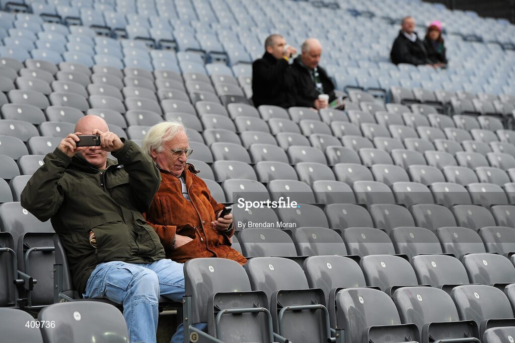 13 March 2010; Ireland fans use their mobile phones before the game. RBS Six Nations Rugby Championship, Ireland v Wales, Croke Park, Dublin. Picture credit: Brendan Moran / SPORTSFILE