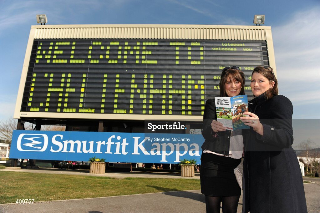 16 March 2010; Jozette Harnett, left, and Anne Marie Cullen, from Thurles, Co. Tipperary, ahead of the opening day of the Cheltenham Racing Festival 2010. Cheltenham Racing Festival - Tuesday. Prestbury Park, Cheltenham, Gloucestershire, England. Picture credit: Stephen McCarthy / SPORTSFILE