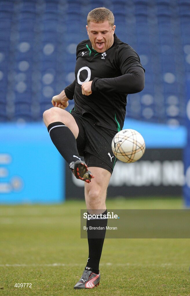 16 March 2010; Ireland's Jamie Heaslip in action during squad training ahead of their RBS Six Nations Rugby Championship match against Scotland on Saturday. RDS, Ballsbridge, Dublin. Picture credit: Brendan Moran / SPORTSFILE