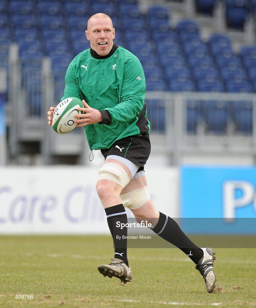16 March 2010; Ireland's Paul O'Connell in action during squad training ahead of their RBS Six Nations Rugby Championship match against Scotland on Saturday. RDS, Ballsbridge, Dublin. Picture credit: Brendan Moran / SPORTSFILE