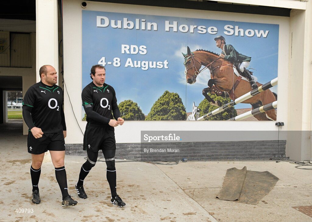 16 March 2010; Ireland's Rory Best, left, and Geordan Murphy during squad training ahead of their RBS Six Nations Rugby Championship match against Scotland on Saturday. RDS, Ballsbridge, Dublin. Picture credit: Brendan Moran / SPORTSFILE