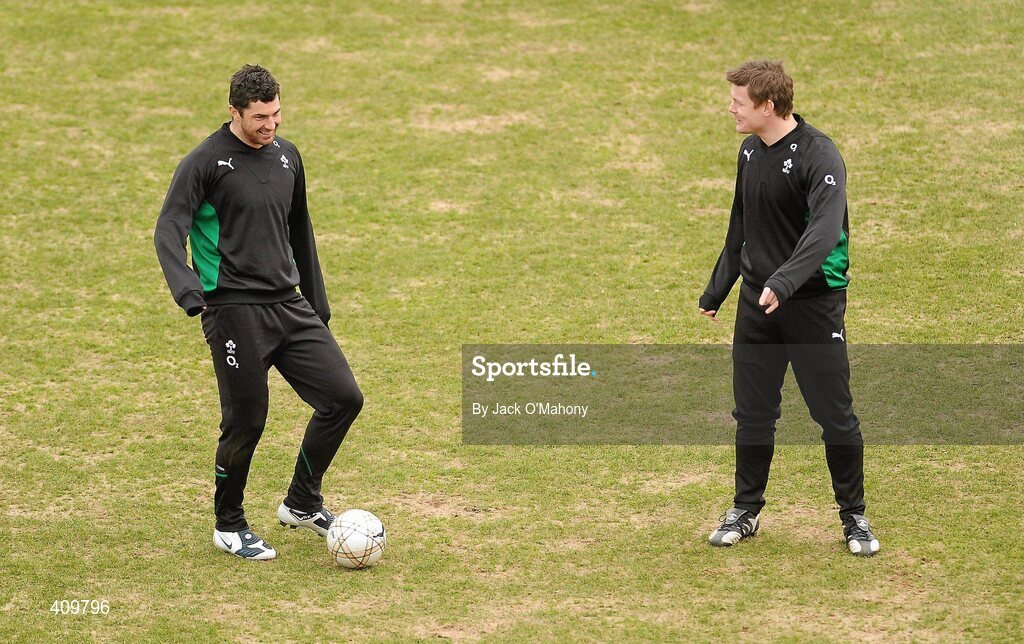 16 March 2010; Ireland's Rob Kearney, left, and Brian O'Driscoll during squad training ahead of their RBS Six Nations Rugby Championship match against Scotland on Saturday. RDS, Ballsbridge, Dublin. Picture credit: Jack O'Mahony / SPORTSFILE
