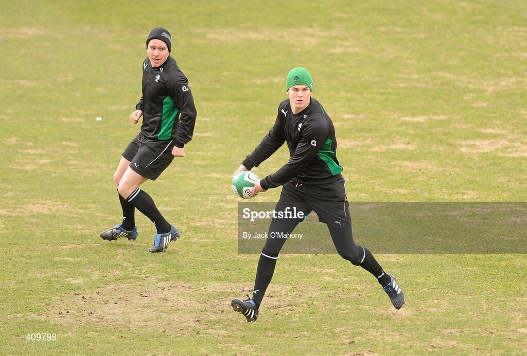 16 March 2010; Ireland's Jonathan Sexton in action during squad training ahead of their RBS Six Nations Rugby Championship match against Scotland on Saturday. RDS, Ballsbridge, Dublin. Picture credit: Jack O'Mahony / SPORTSFILE