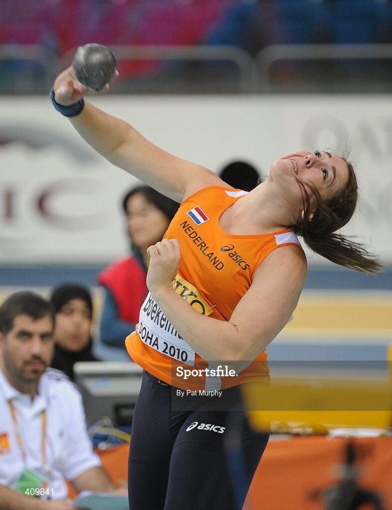 13 March 2010; Melissa Boekelman, Netherlands, in action during the Women's Shot Putt Semi-Final at the 13th IAAF World Indoor Athletics Championships, Doha, Qatar. Picture credit: Pat Murphy / SPORTSFILE