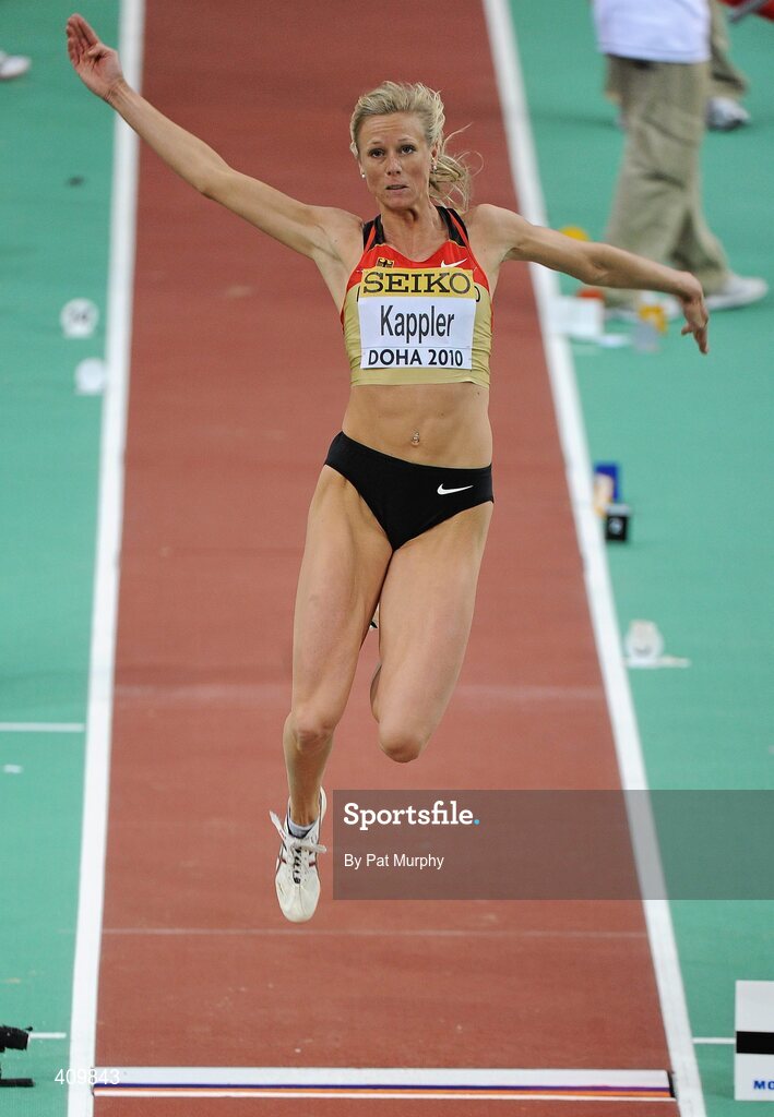 13 March 2010; Bianca Kappler, Germany, in action during the Women's Long Jump Semi-Final at the 13th IAAF World Indoor Athletics Championships, Doha, Qatar. Picture credit: Pat Murphy / SPORTSFILE