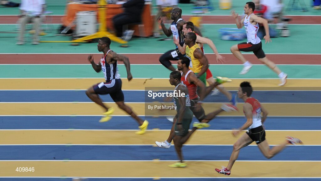 13 March 2010; Dwain Chambers, Great Britain, on his way to winning his Men's 60m Semi-Final at the 13th IAAF World Indoor Athletics Championships, Doha, Qatar. Picture credit: Pat Murphy / SPORTSFILE