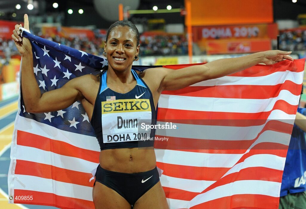 13 March 2010; Debbie Dunn, USA, celebrates after winning the Women's 400m Final at the 13th IAAF World Indoor Athletics Championships, Doha, Qatar. Picture credit: Pat Murphy / SPORTSFILE