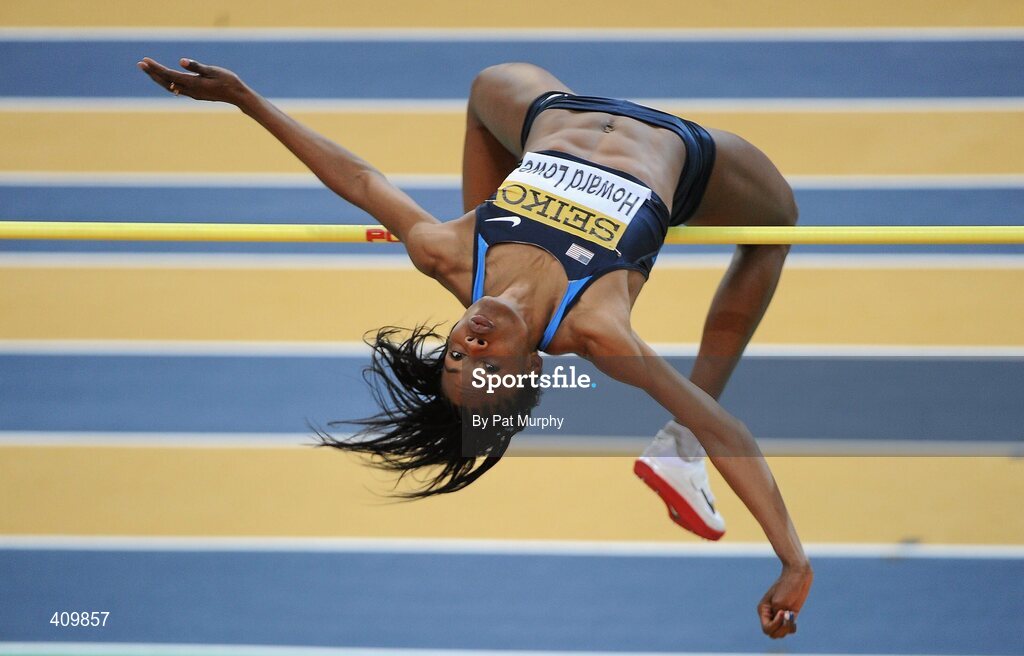 13 March 2010; Chaunte Howard Lowe, USA, in action during the Women's High Jump Final at the 13th IAAF World Indoor Athletics Championships, Doha, Qatar. Picture credit: Pat Murphy / SPORTSFILE