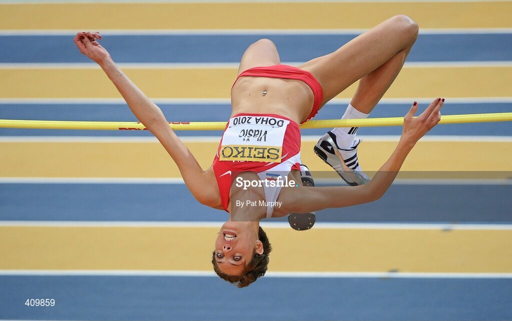 13 March 2010; Croatia's Blanka Vlasic on her way to winning the Women's High Jump final at the 13th IAAF World Indoor Athletics Championships, Doha, Qatar. Picture credit: Pat Murphy / SPORTSFILE